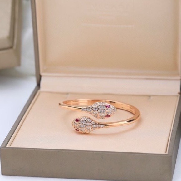 BVLGARI Jewelry - Bulgari Rose Gold and Diamond Serpenti Bracelet